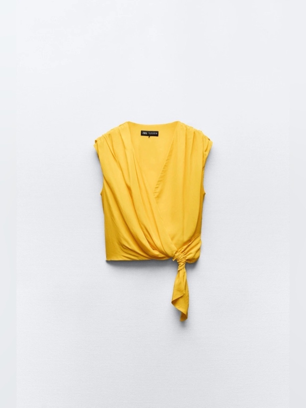 NWT Zara Canary Yellow Tie-Front Sleeveless Top Large